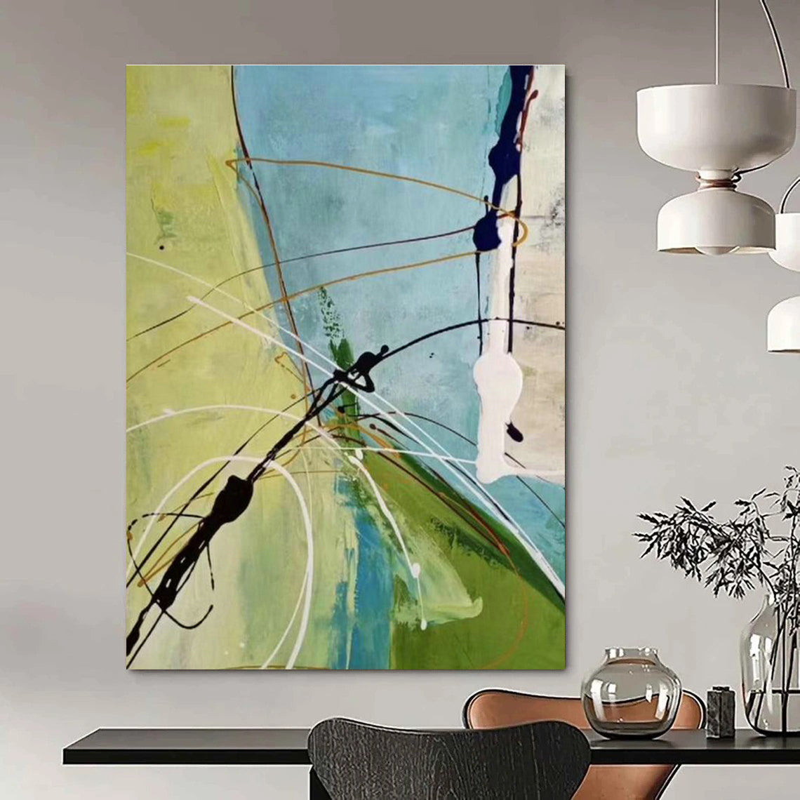 Line Abstract Art for Bohemian Home Yoga Studios DLZ0275