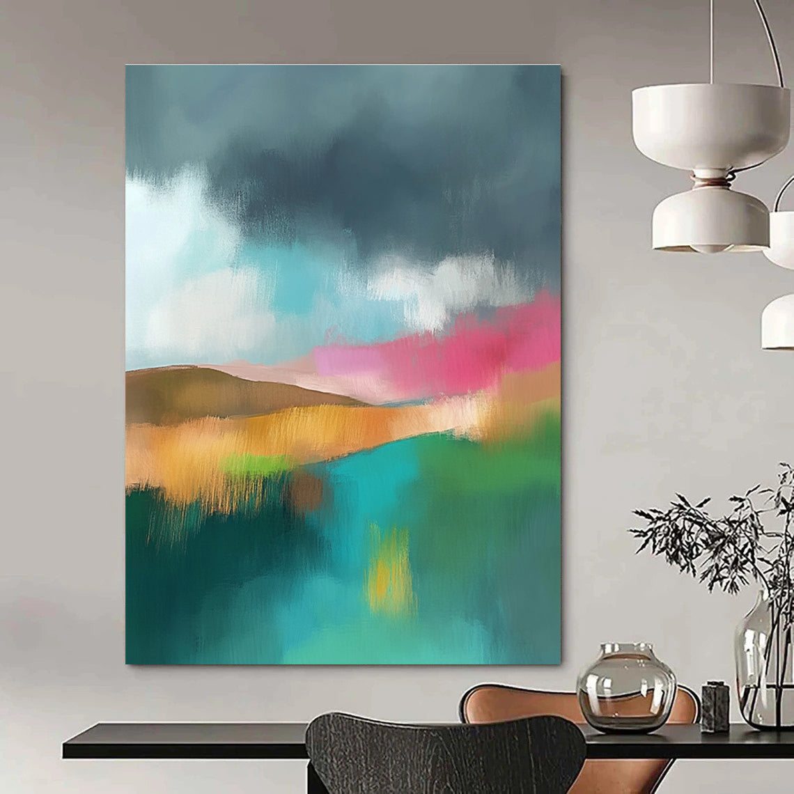 Vibrant Abstract Landscape Art for Rooftop Bar & Art Studio STSC087