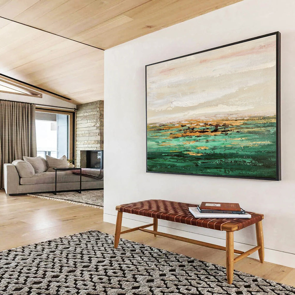 Green - Gold Sea View Abstract for Coastal Home Office DLZ3028