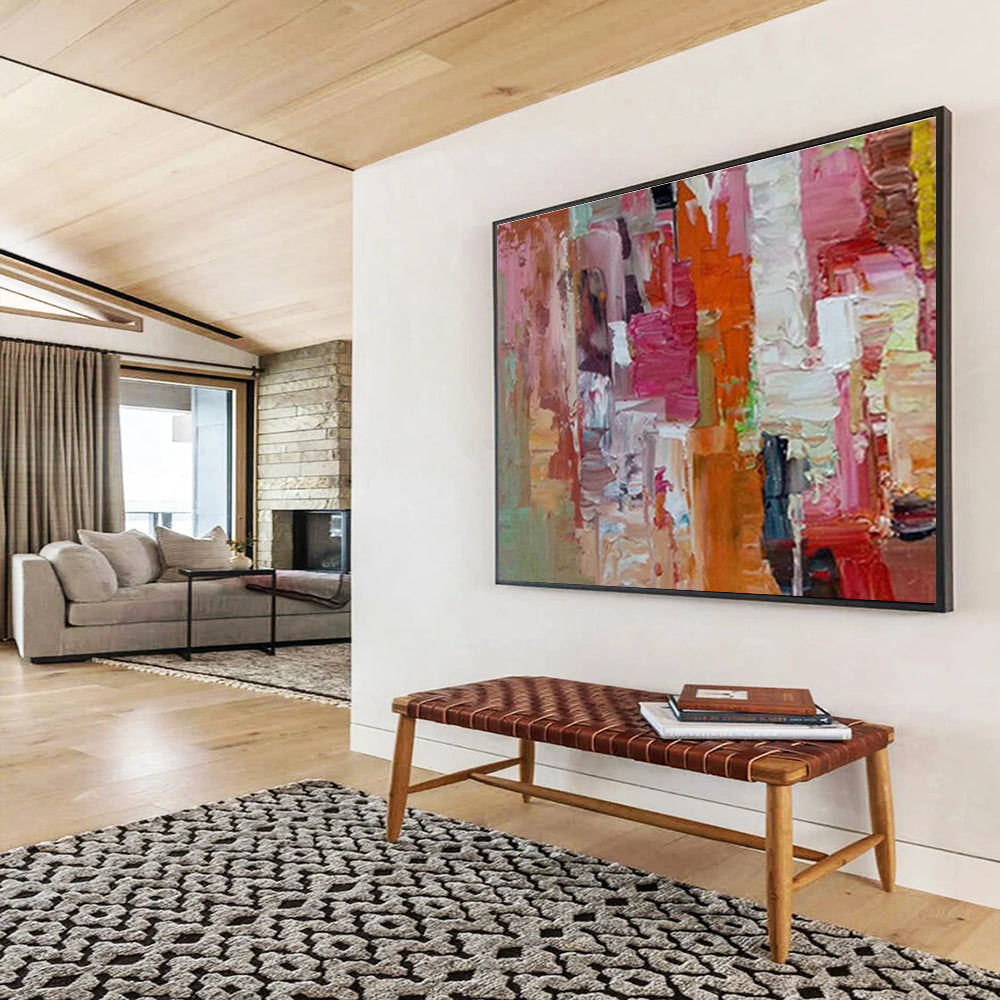 Pink - Orange Geometric Abstract Art for Cheerful Kitchen DLZ2759