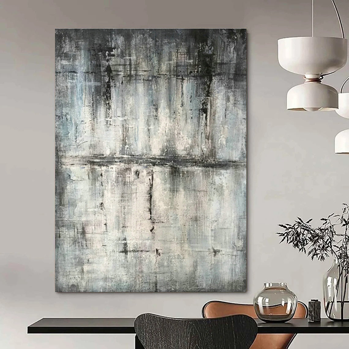 Grey - Tone Abstract Art for Living Room & Study DLZ0474