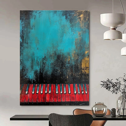 Red Piano Keys on Teal for Music - Themed Café & Art - Loving Home STSC230