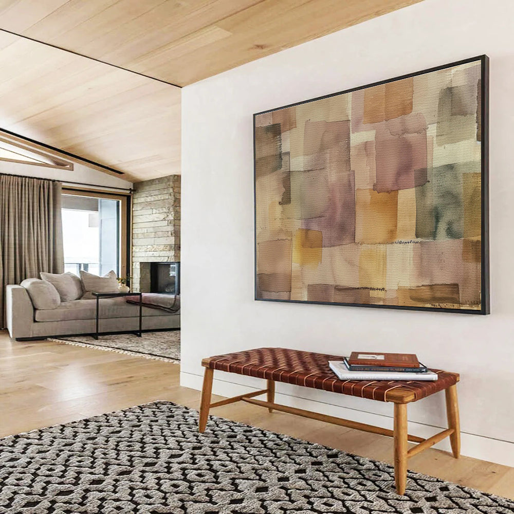 Warm Brown Collage Abstract Art for Rustic - Chic Living Room DLZ2976