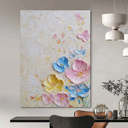 Pastel Textured Flowers Art for Shabby - Chic Nursery & Feminine - Inspired Living Room STSC1366