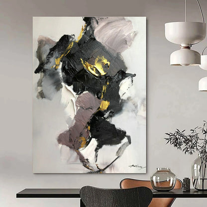 Black, Gray & Gold Abstract Art for Contemporary Dining Room & Urban Art Studio DLZ0822