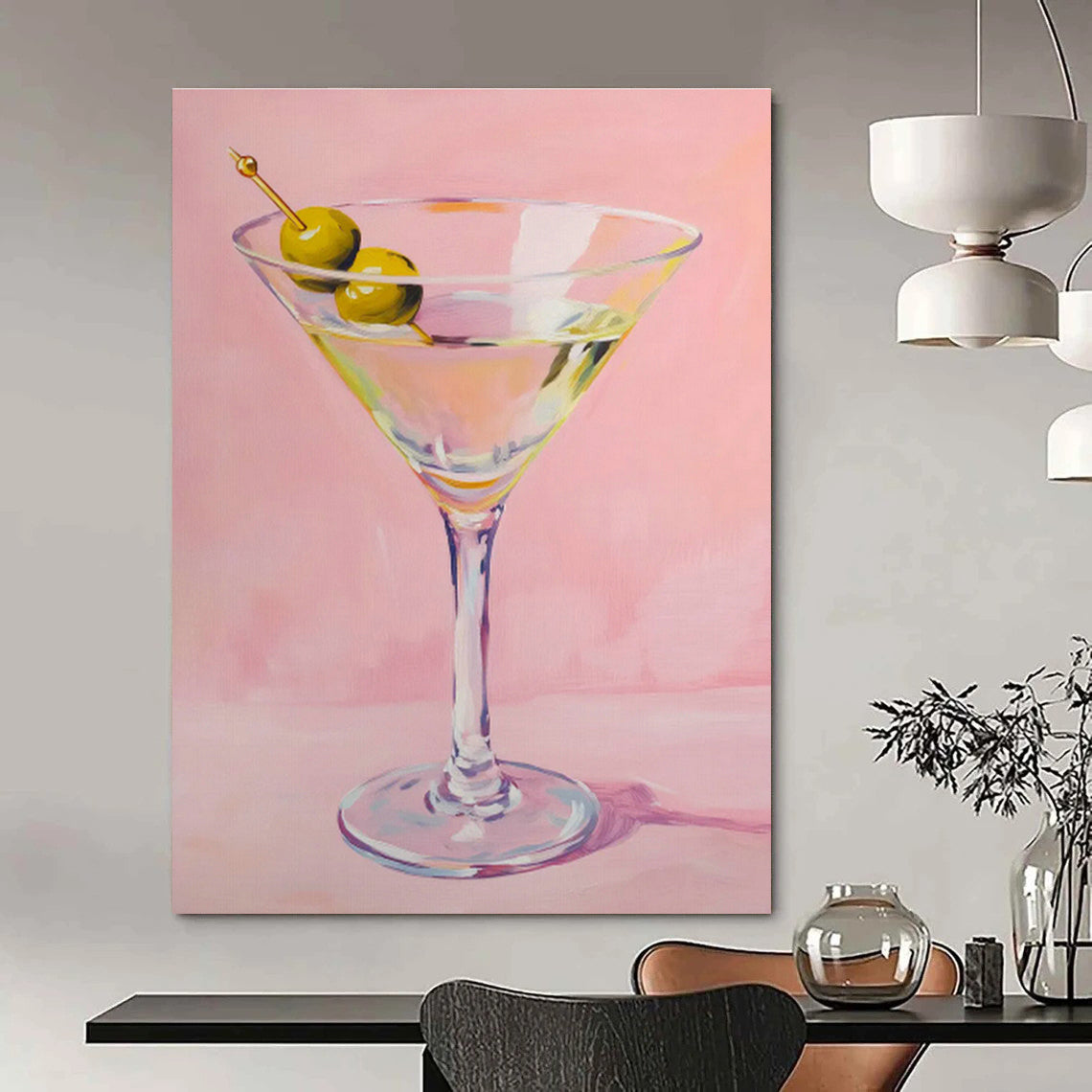 Realistic Martini Painting for Cocktail Bar & Luxury Hotel Lounge DLZ0656