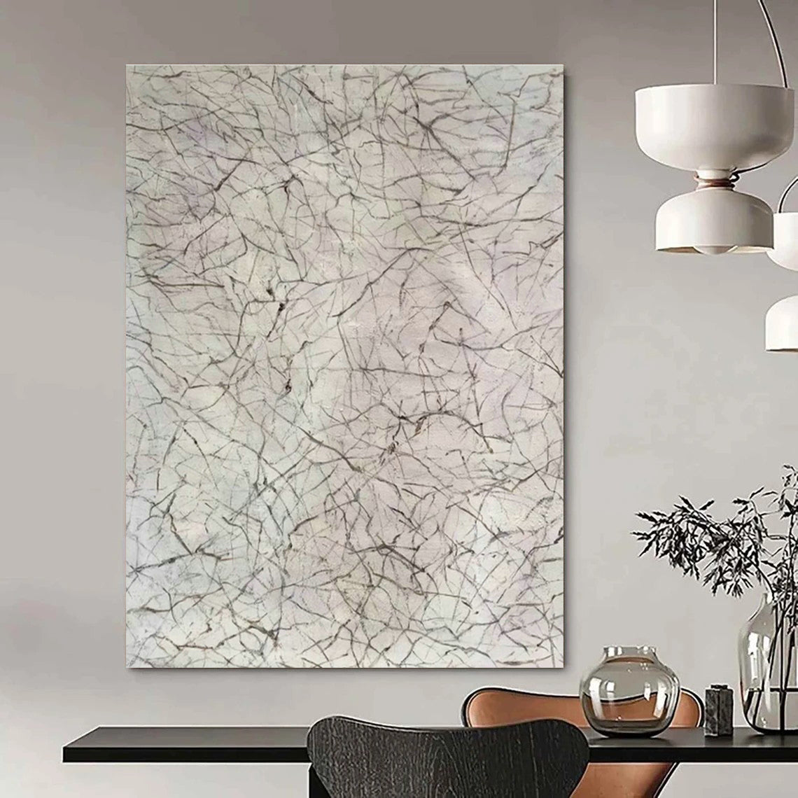 Grey - Line Texture Art for Living Room & Study DLZ0484