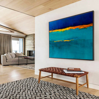 Blue - Yellow Contrast Abstract Art for Bold Dining Room DLZ2767