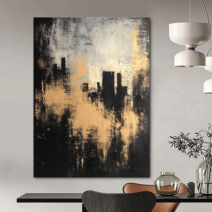 Gold - Accented City Silhouette for Urban - Style Home Office & Modern Art Gallery STSC213
