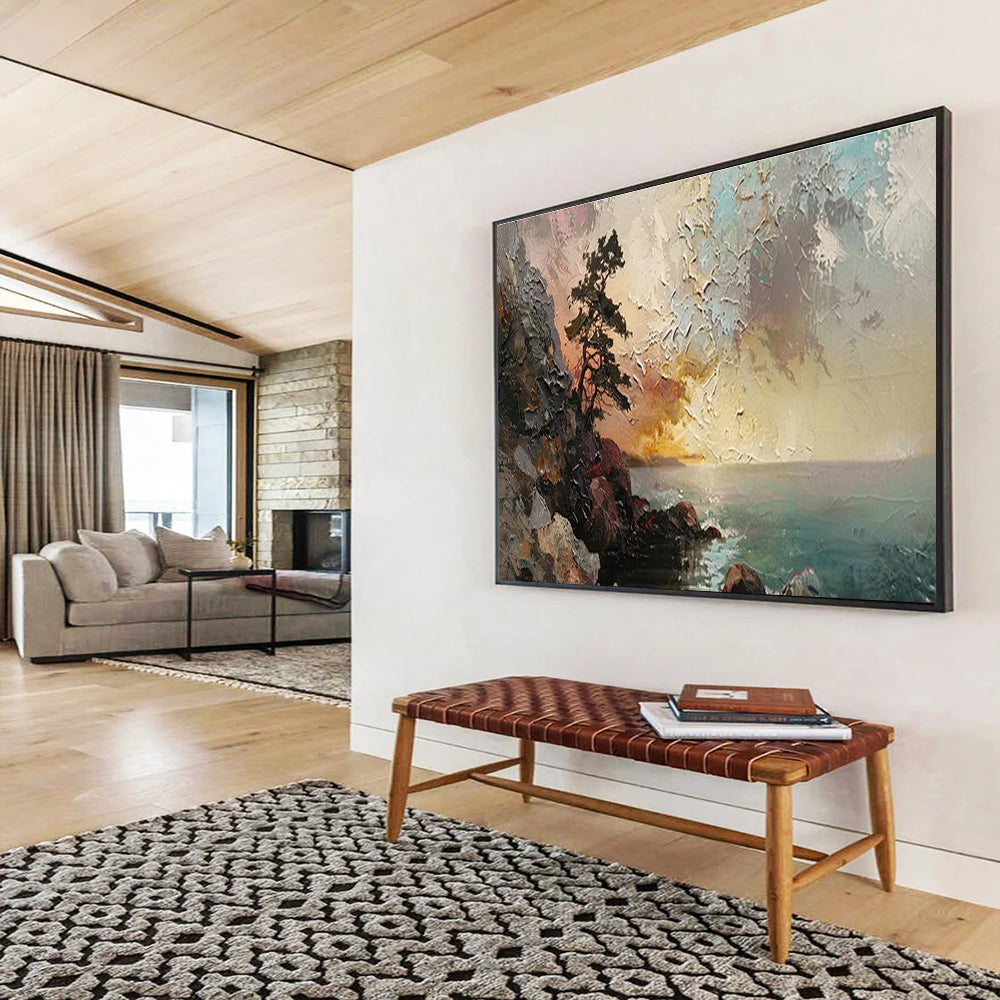 Coastal Lone Pine Landscape Art for Nautical - Themed Study DLZ2847