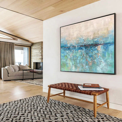 Blue - Green Lakeside Abstract Art for Calm Bedroom Nook DLZ2739