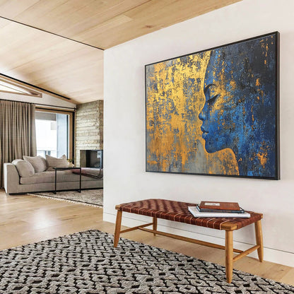 Blue Woman with Gold Accents Art for Bohemian - Style Bedroom & Ethnic Art Gallery SC171