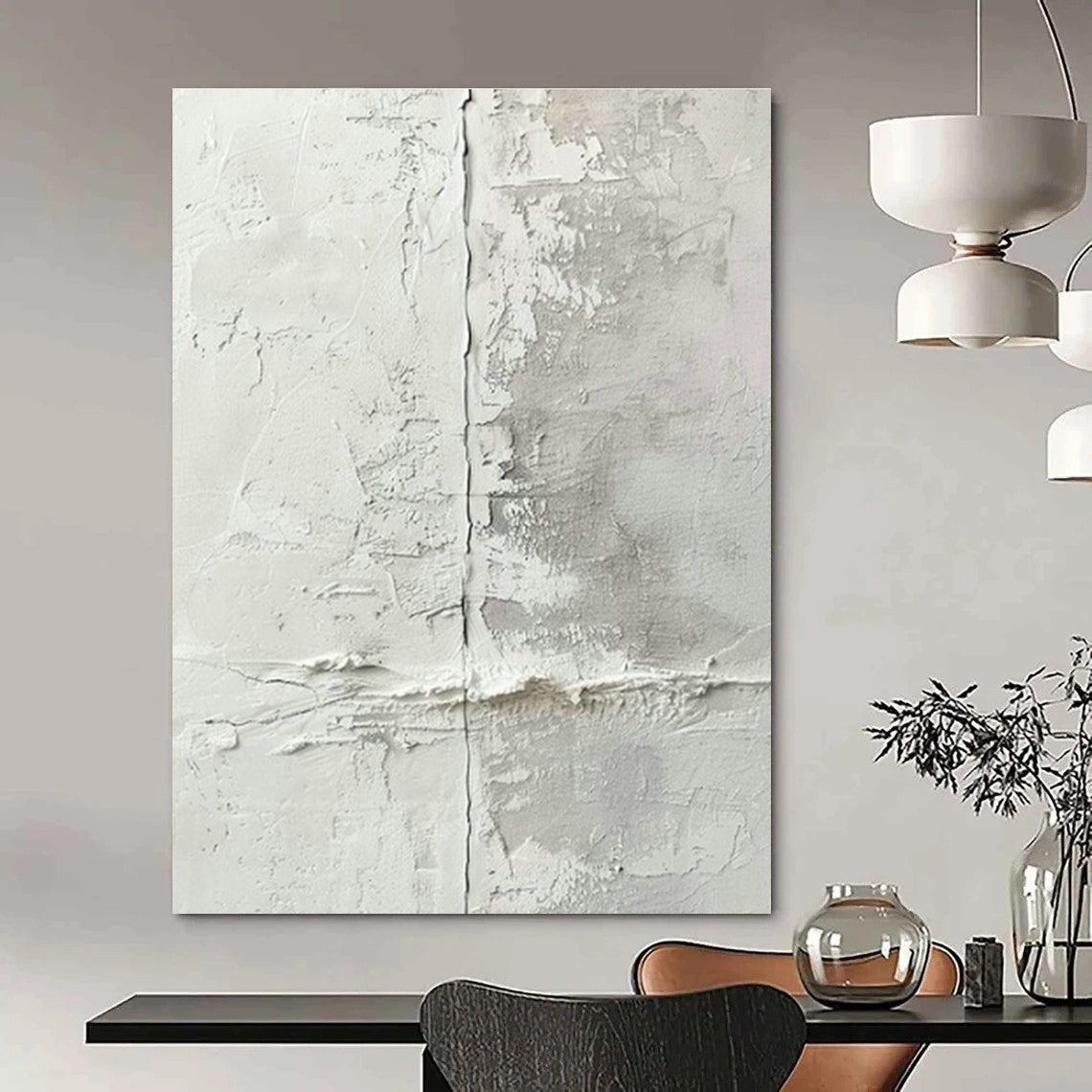 Gray - White Textured Abstract Art for Industrial - Chic Loft & Minimalist Art Gallery DLZ1913