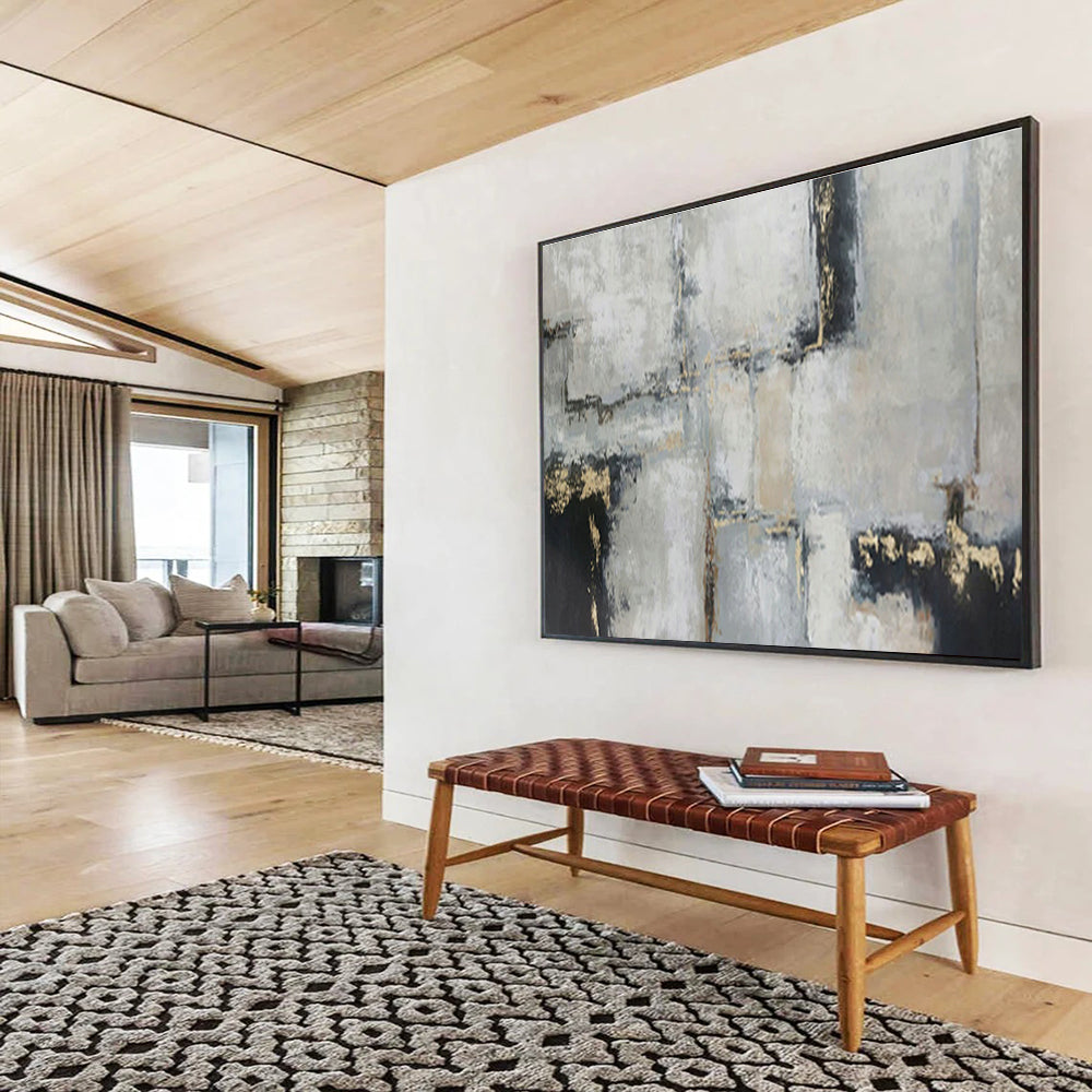 Gold - Grey Geometric Block Art for Chic Entryway DLZ2735
