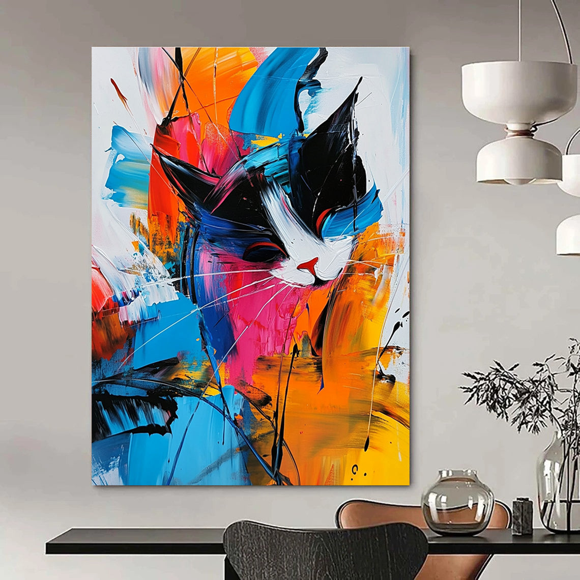 Colorful Abstract Cat for Playful Kids’ Room & Art - Centric Lounge STSC306