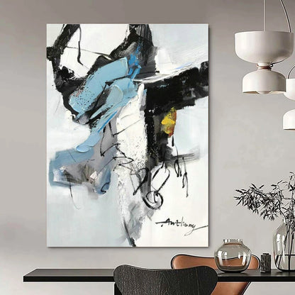 Blue - Black - Yellow Abstract Art for Fashion Boutique & Modern Restaurant DLZ1664