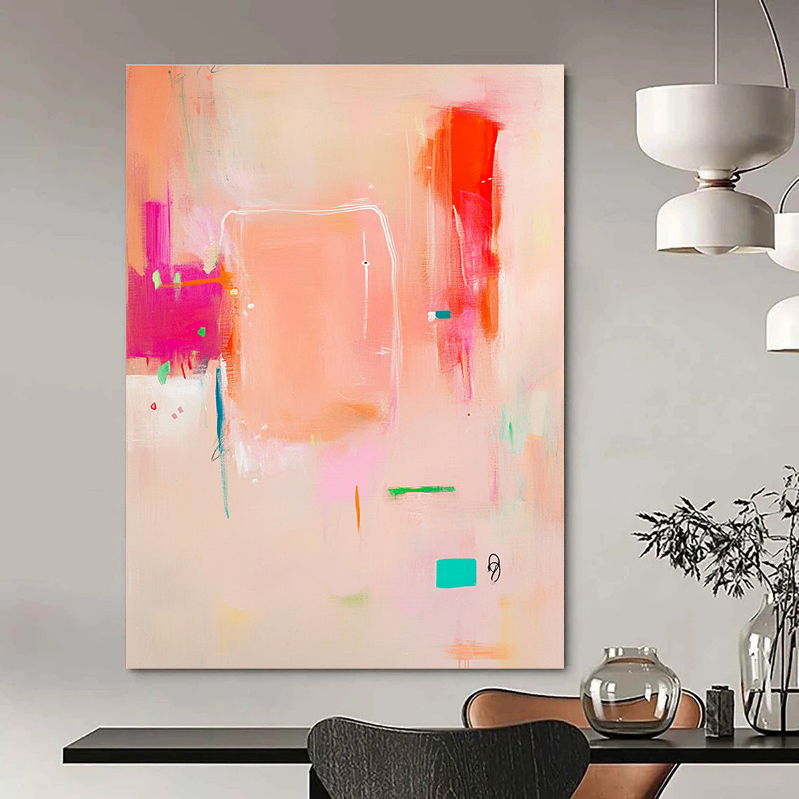 Playful Pink Abstract Art for Girls' Bedroom & Craft Room STSC689
