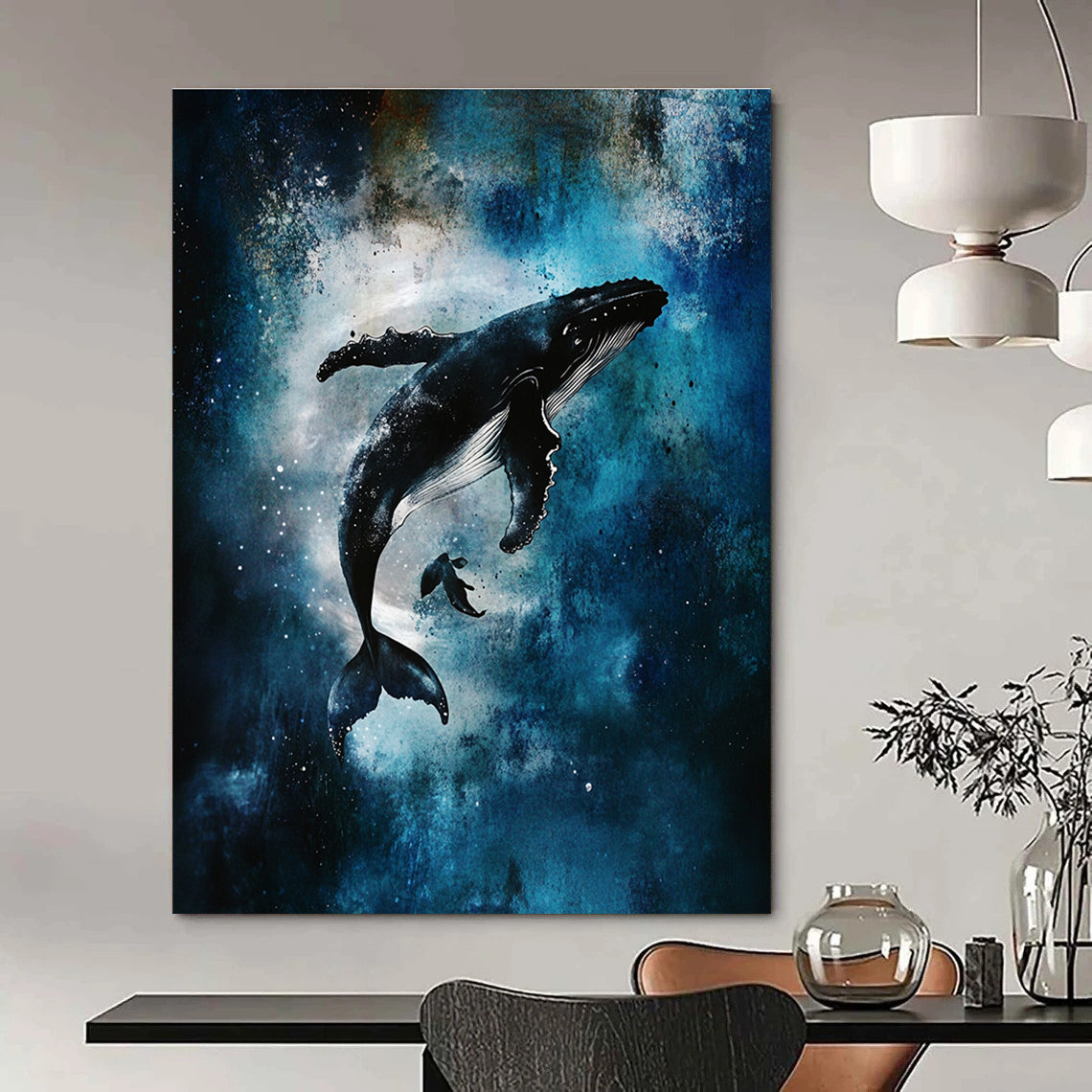 Whale in the Deep Majestic Marine Art for Coastal Home Living Room & Ocean - Lover’s Bedroom STSC1466