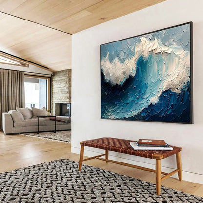 Textured Wave Oil Painting for Nautical - Themed Yacht Club Dining Halls DLZ3150