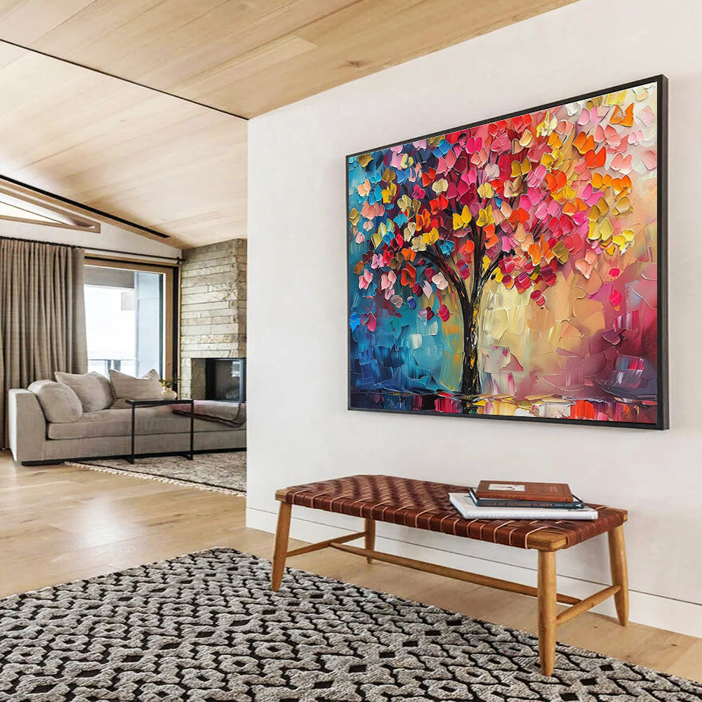 Colorful Tree Palette Knife Art for Art Gallery Featured Exhibits DLZ3242