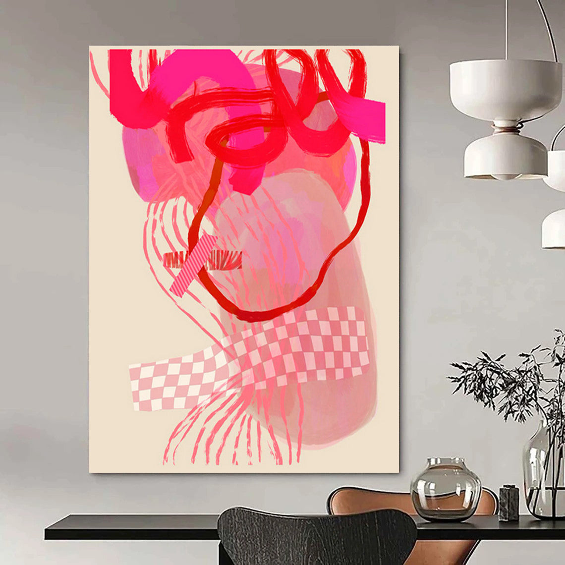 Pink - Themed Abstract Heart Art for Wellness Center & Fashion Boutique DLZ0639