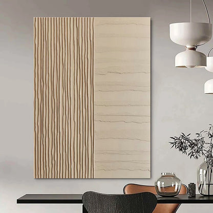Beige Textured Lines Art for Minimalist Hallway & Design - Focused Office DLZ2178