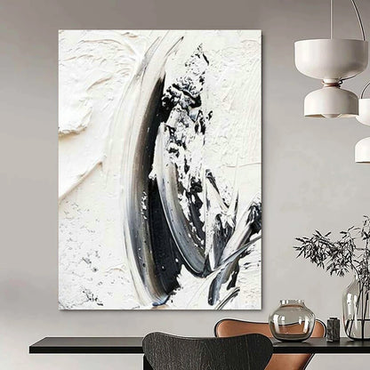 Black - White Textured Abstract Art for Minimalist Living Room & Modern Art Gallery DLZ1570