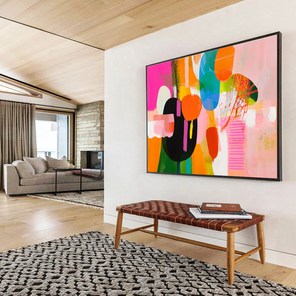 Colorful Abstract Shapes Art for Vibrant Living Room & Creative Office SC300