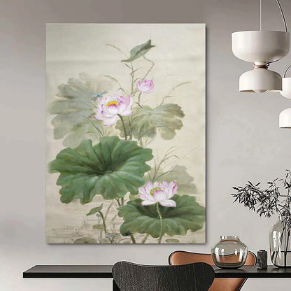 Meticulous - Brush Lotus Art for Oriental - Style Spa & Botanical Garden Lounge DLZ2288