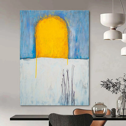 Yellow Sun on Blue and White for Modern Farmhouse Living Room & Art - Inspired Breakfast Nook STSC370