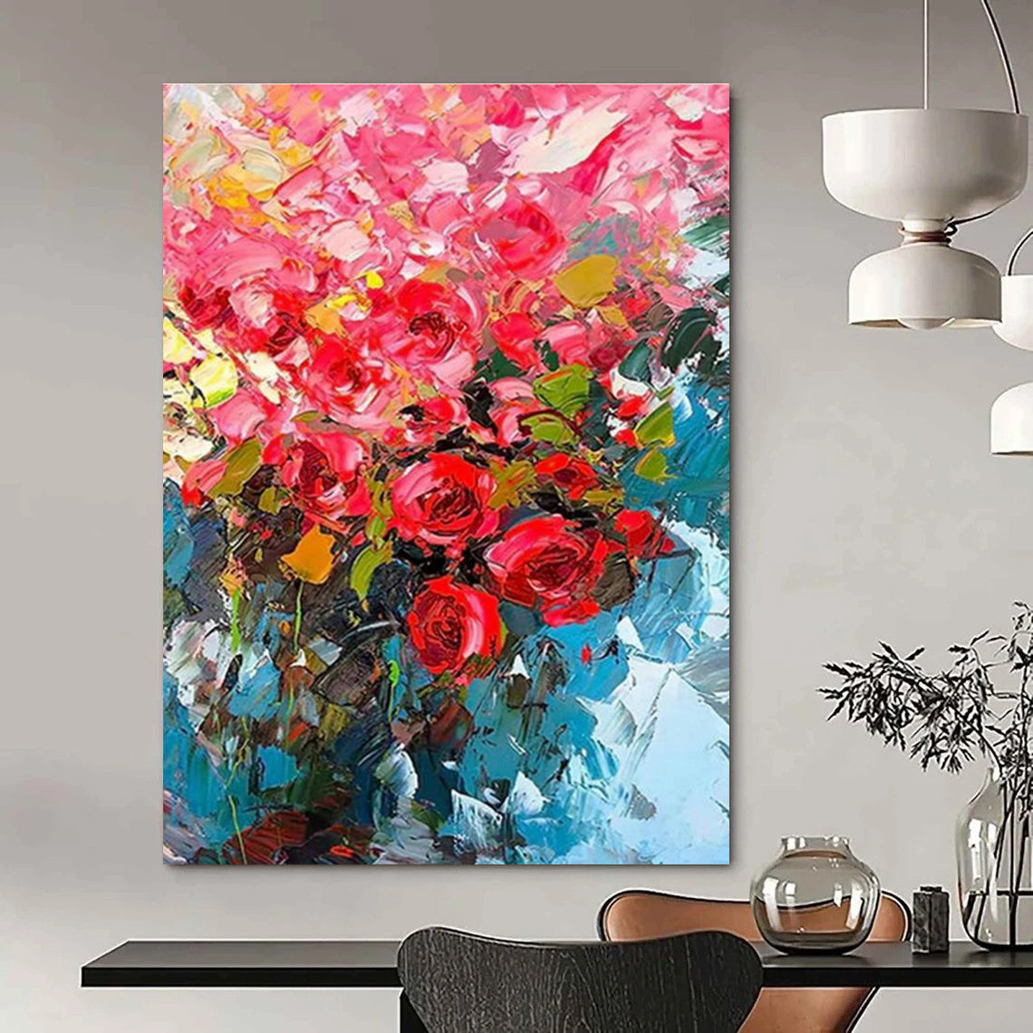 Vibrant Rose Bouquet Art for Romantic Wedding Venue & Feminine Boutique DLZ2132