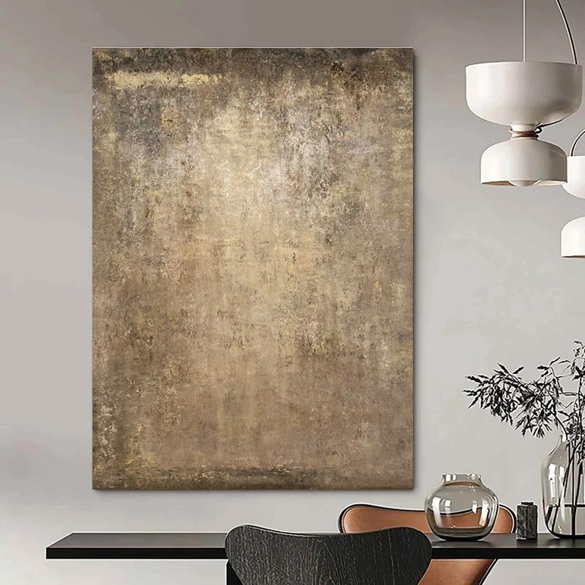Brown - Tan Textured Abstract Art for Rustic Kitchen & Vintage Wine Bar DLZ1215
