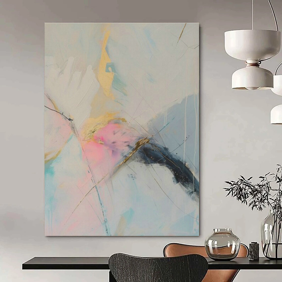 Gold - Accented Abstract Art for Luxury Hotel Lobby & Art - Loving Home Office DLZ2088