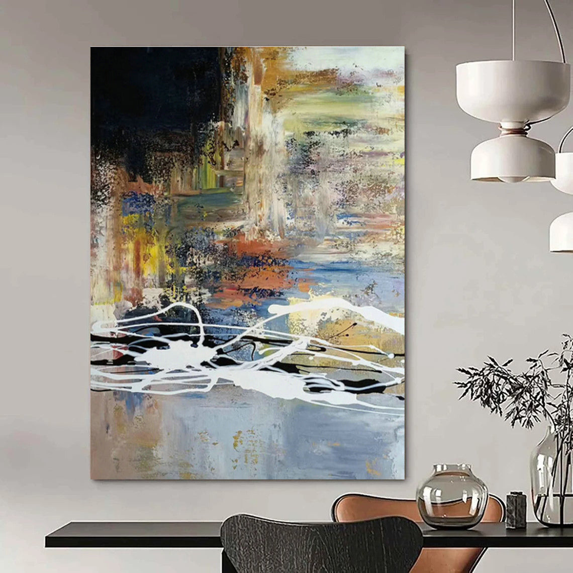 Colorful Splash Abstract Art for Living Room & Creative Space DLZ0528