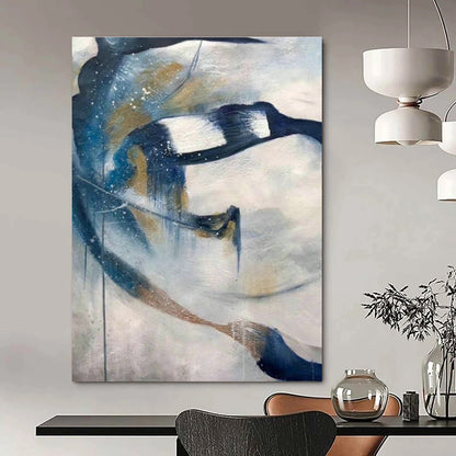 Blue - Gold Splash Abstract Art for Living Room & Office DLZ0490