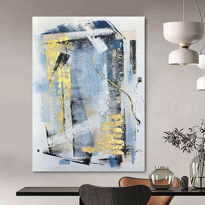 Blue - Gold Abstract Art for Living Room & Office DLZ0489
