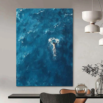Serene Ocean Swimmer Art for Coastal Home & Meditation Space DLZ1966