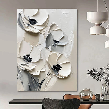 Monochrome Textured Flowers for Minimalist Home & Contemporary Art Gallery STSC512