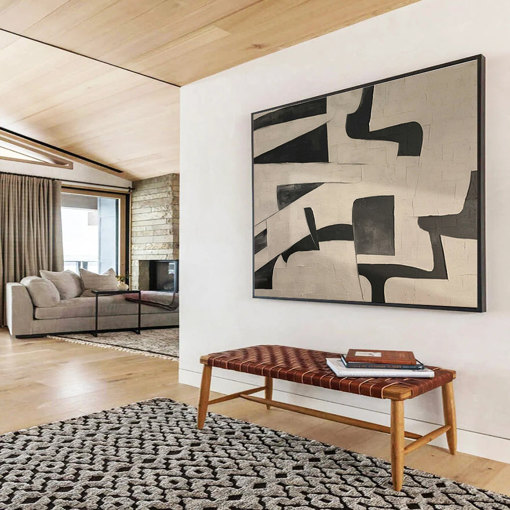 Black - White Geometric Abstract for Contemporary Offices DLZ2469