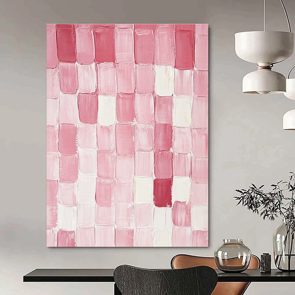 Pink Square Tiles Art for Girls' Boutique & Romantic Home Dressing Room STSC1411