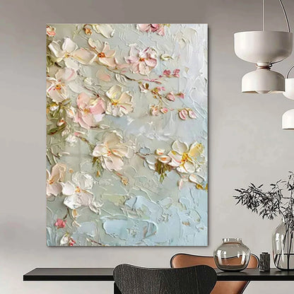 Textured Floral Branch Art for Traditional Library & Cherry Blossom Festival Venue DLZ1399