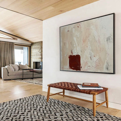 Red - Brown Line Abstract Art for Eclectic Home Libraries DLZ2530