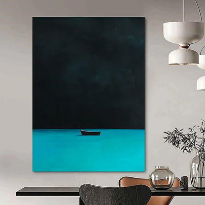 Boat on Dark Water for Serene Bedroom & Contemplative Library STSC1198