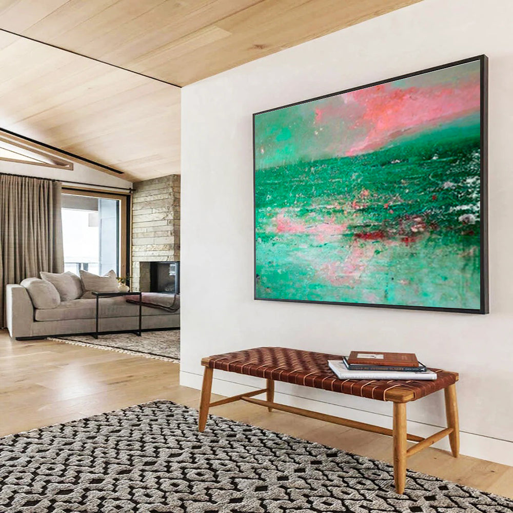 Pink - Green Ocean Abstract Art for Relaxing Balcony DLZ2782