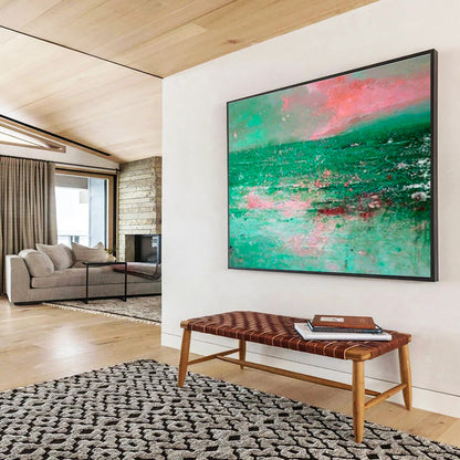 Pink - Green Ocean Abstract Art for Relaxing Balcony DLZ2782