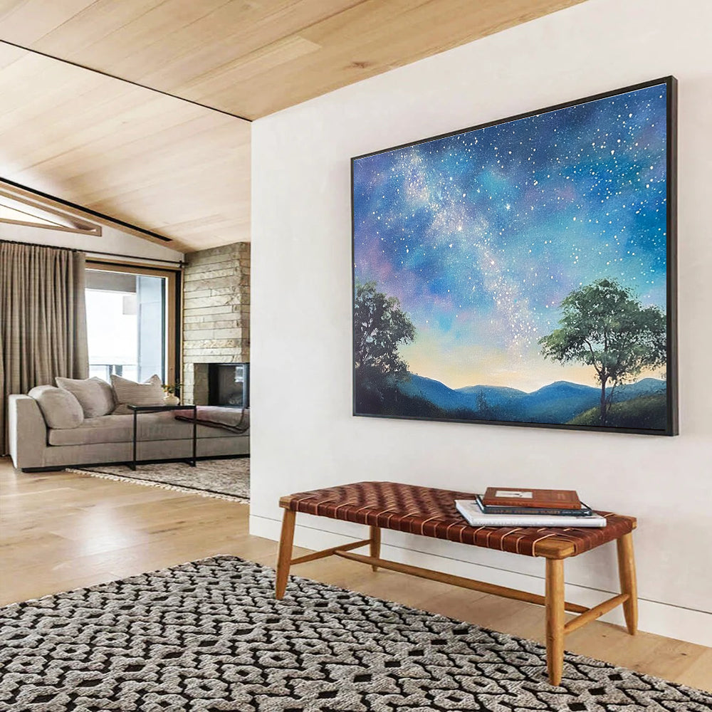 Starry Night Landscape Art for Astronomy Enthusiast’s Study & Nature - Themed Bedroom SC421