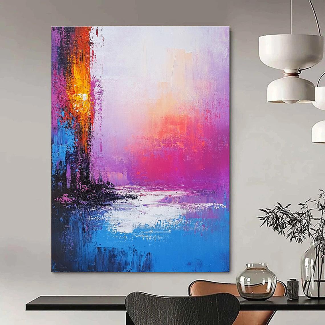 Vibrant Abstract Sunset Landscape for Luxury Hotel Lobby & Home Living Room STSC261