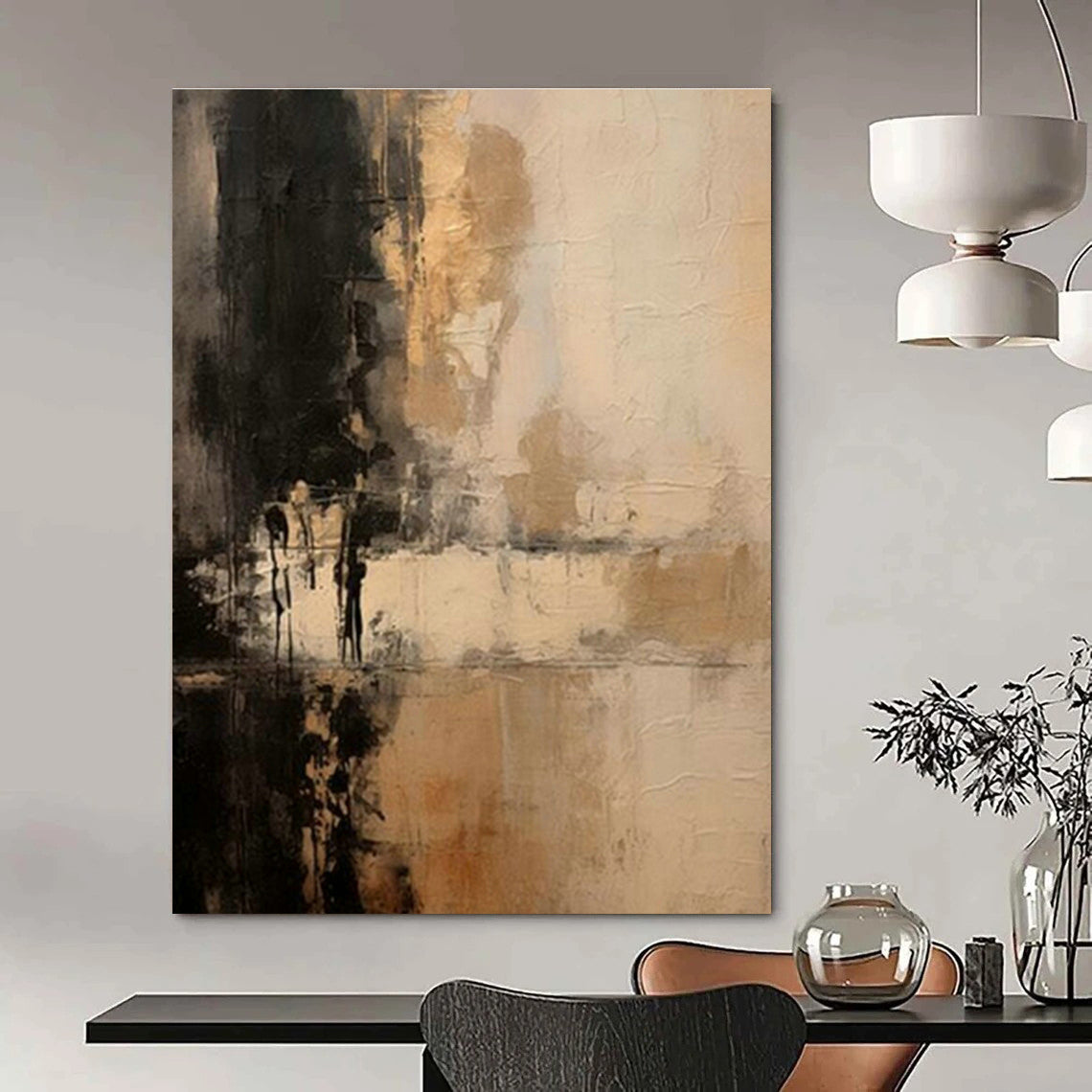 Brown - Black Abstract Art for Living Room & Office DLZ0387