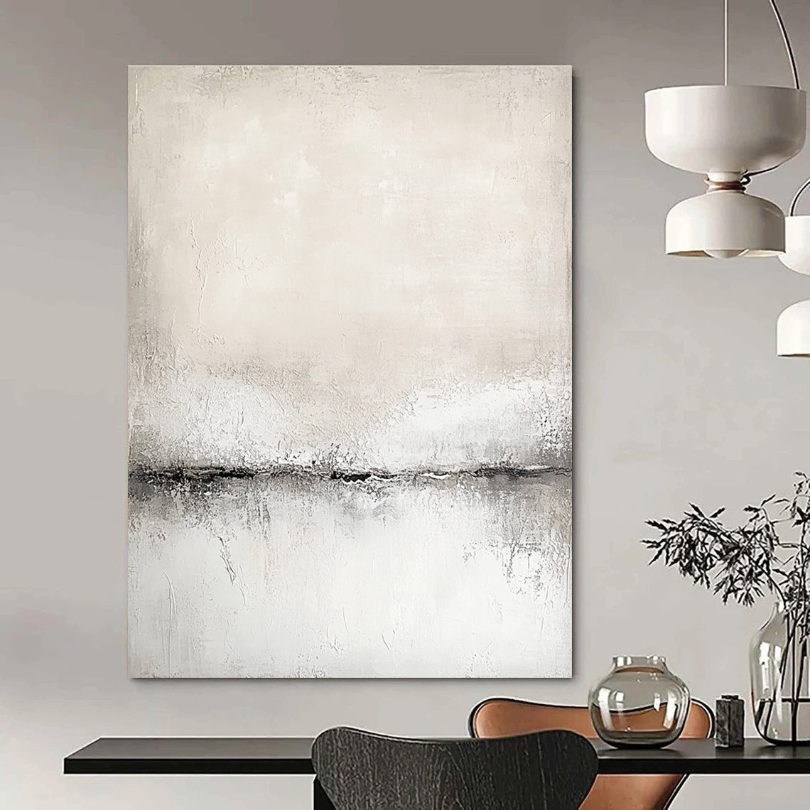 Light Textured Horizon Art for Scandinavian - Style Home & Yoga Studio STSC128