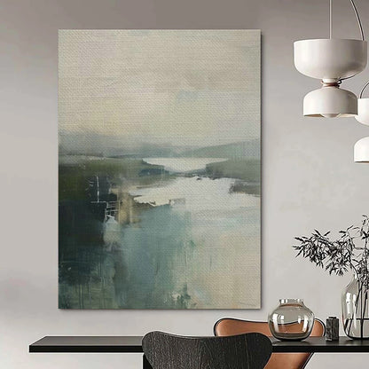 Misty Landscape Abstract Art for Lakeside Resort Lounge & Nature - Inspired Home Office DLZ1620